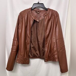 Jou Jou Chestnut Faux Leather Jacket